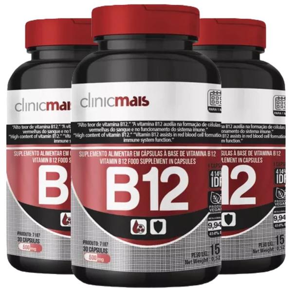 Imagem de Vitamina B12 30 cápsulas de 500mg Kit com 3