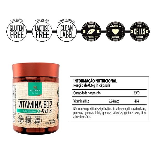 Vitamina B12 60 caps Nutrify Imagem de Vitamina B12 60 caps Nutrify