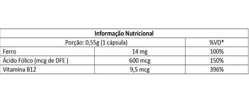 Imagem de Vitamina B12 Ácido Fólico E Ferro 2x60 Cápsulas Flora Nativa