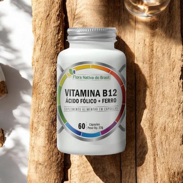 Imagem de Vitamina B12 Ácido Fólico E Ferro 2x60 Cápsulas Flora Nativa