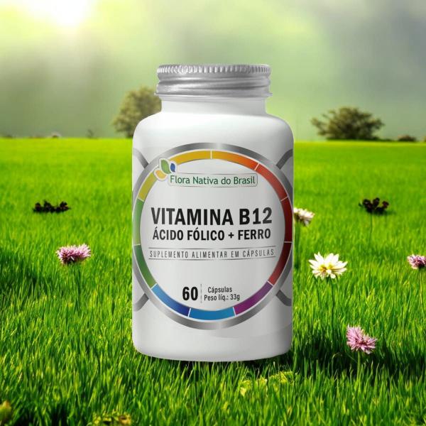 Imagem de Vitamina B12 Ácido Fólico e Ferro 60 Cápsulas Flora Nativa