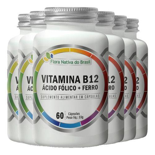 Imagem de Vitamina B12 Ácido Fólico E Ferro 6x60 Cápsulas Flora Nativa