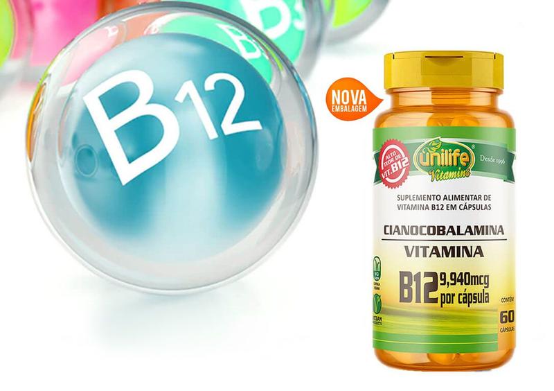 Imagem de VITAMINA B12 CIANOCOBALAMINA 60 Cáps 450mg UNILIFE