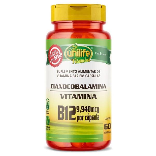 Imagem de Vitamina B12 Cianocobalamina 60 Cápsulas 450mg Vegano Unilife