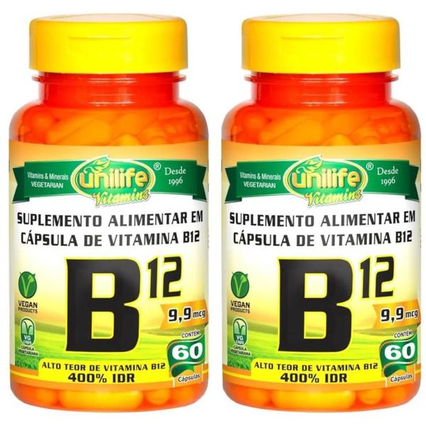 Imagem de Vitamina B12 Cobalamina Vegana 60 cápsulas de 450mg Kit com 2