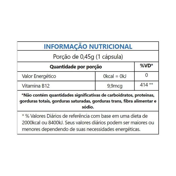 Imagem de Vitamina B12 Cobalamina Vegana 60 cápsulas de 450mg Kit com 2