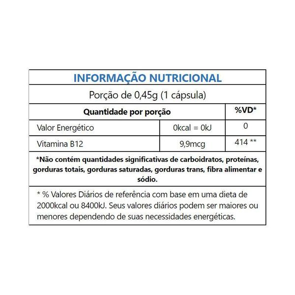 Imagem de Vitamina B12 Cobalamina Vegana 60 cápsulas de 450mg Kit com 3