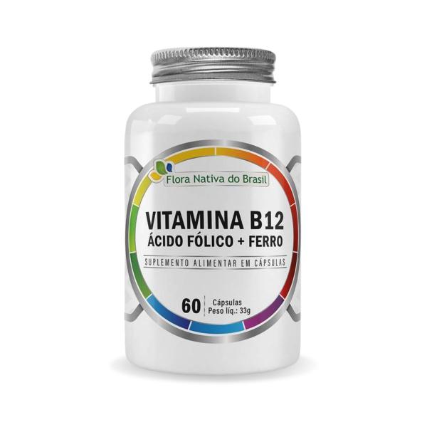 Imagem de Vitamina B12 com Ácido Fólico e Ferro 60 Cápsulas Flora Nativa