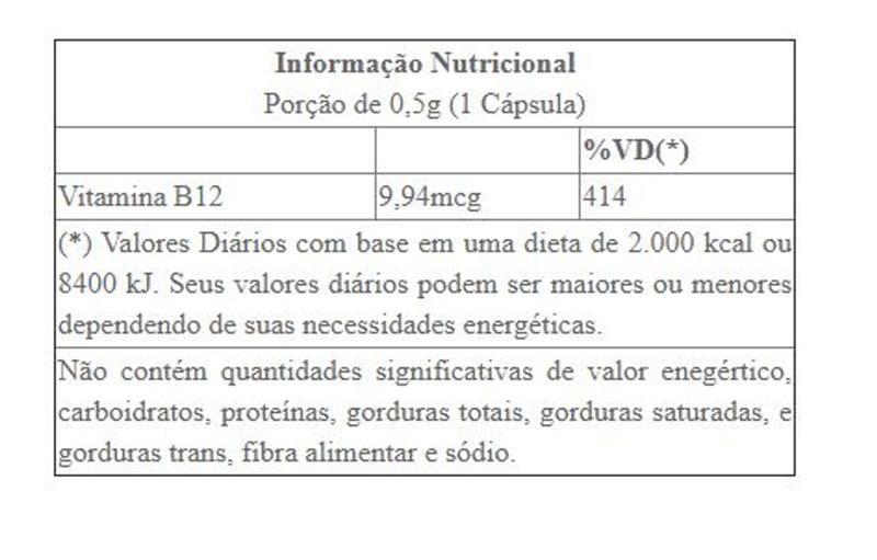 Imagem de Vitamina B12 Concentrada Ciancobalamina 60 cáps veganas