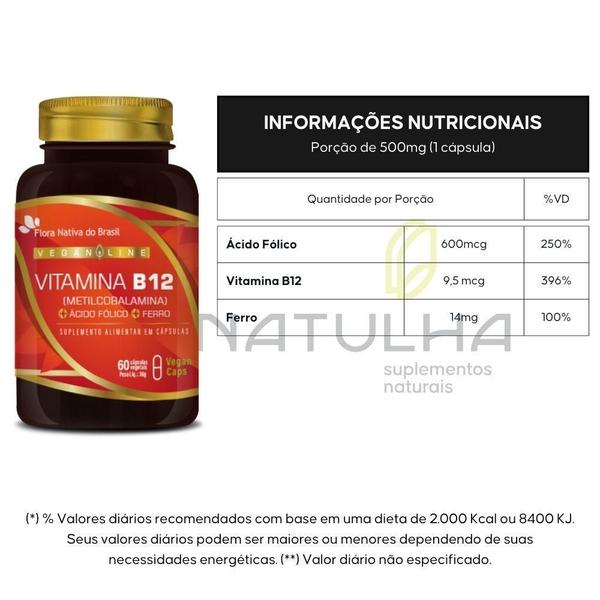 Imagem de Vitamina B12 + Ferro + Ácido Fólico 60 Vegan Caps Vegano