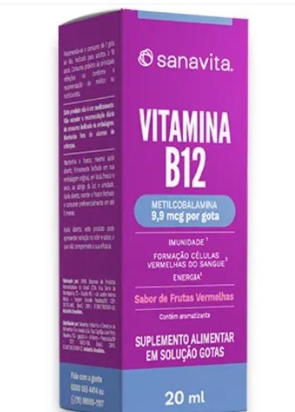 Imagem de Vitamina B12 Liquida de 20 ml Sabor Frutas Vermelhas - Sanavita