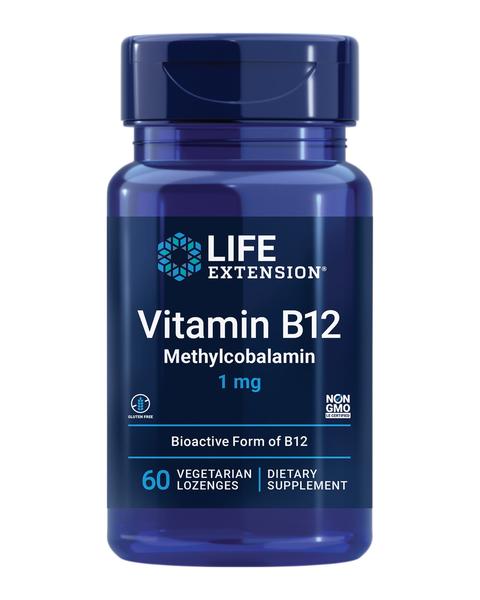 Imagem de Vitamina B12, metilcobalamina, 1 mg, pastilhas Life Extensio