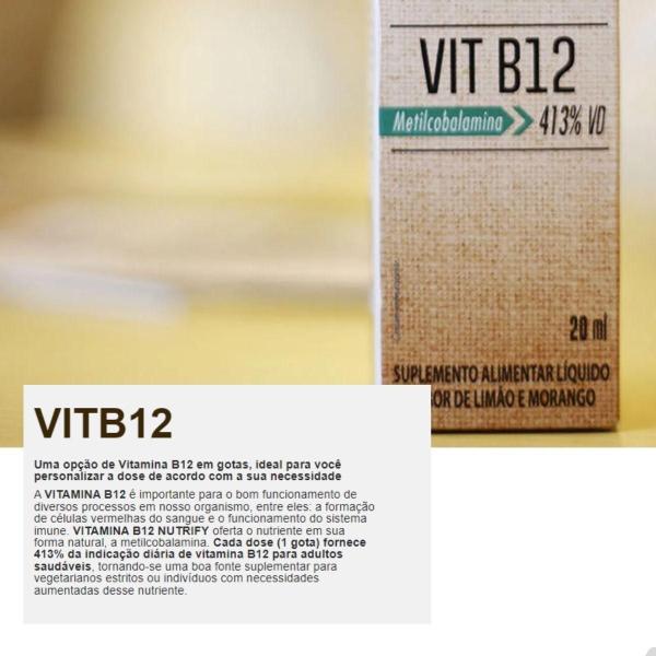 Imagem de Vitamina B12 Metilcobalamina 413% VD 20ml Nutrify