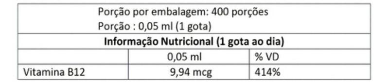 Imagem de Vitamina B12 Metilcobalamina 9,94mcg Por Gota 20ml