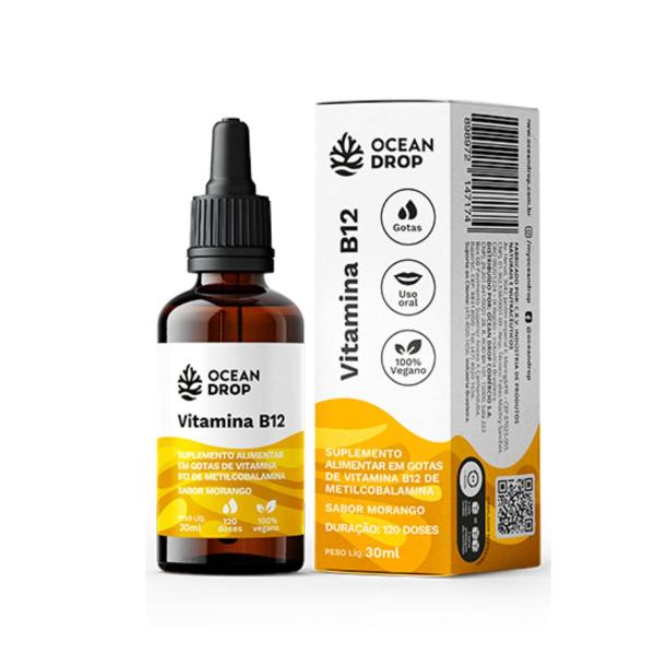 Imagem de Vitamina B12 Metilcobalamina Morango Ocean Drop 30ml