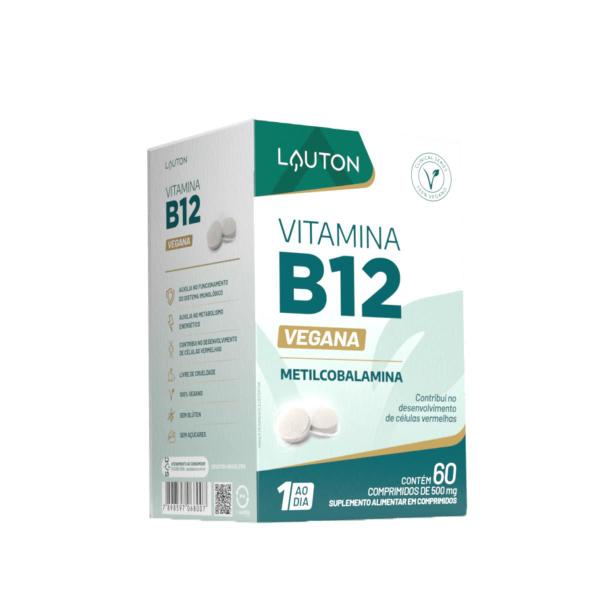 Imagem de Vitamina B12 Vegana Metilcobalamina 9,94mcg Lauton 60 Cápsulas