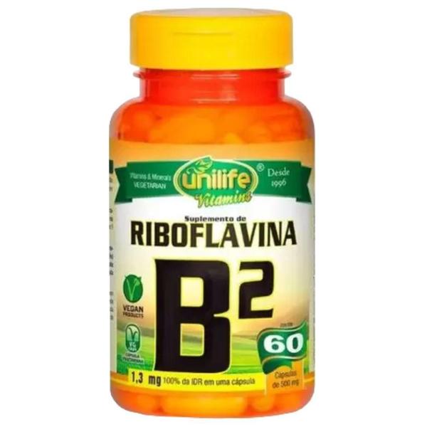 Imagem de Vitamina B2 Riboflavina Vegana 60 Cápsulas De 500Mg