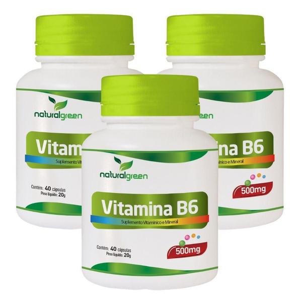 Imagem de Vitamina B6 3 Unidades 120 Cápsulas Suplemento Natural Green