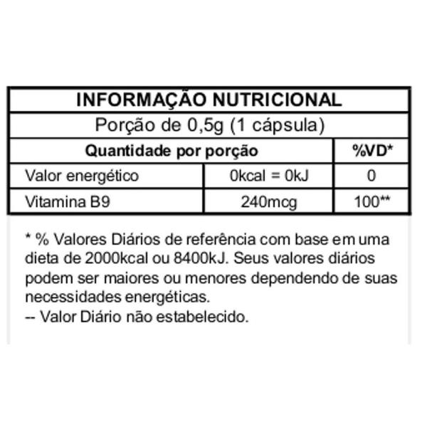 Imagem de Vitamina B9 Ácido Fólico 60 cápsulas de 500mg