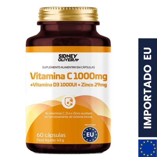 Imagem de Vitamina C 1000Mg + Vitamina D 1000Ui + Zinco 29Mg 60 Cápsulas União Europeia