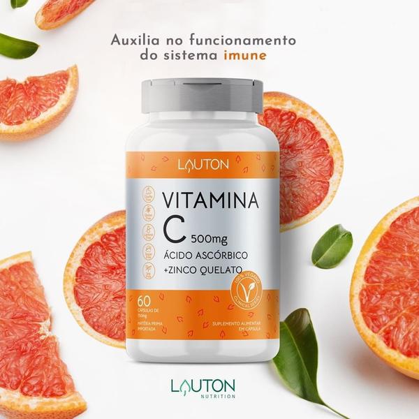 Imagem de Vitamina C 500mg + Zinco Quelato Vegano 60 caps Lauton - Kit 6