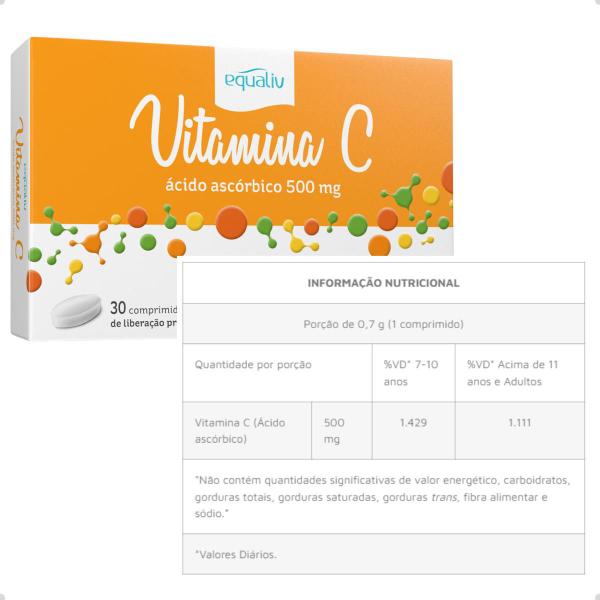 Imagem de Vitamina C Ação Prolongada 1000mg 10 Comprimidos Equaliv