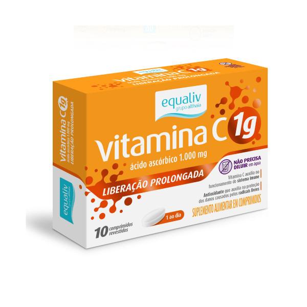 Imagem de Vitamina C Ácido Ascórbico 1000mg Liberação Prolongada 10 Comprimidos Equaliv