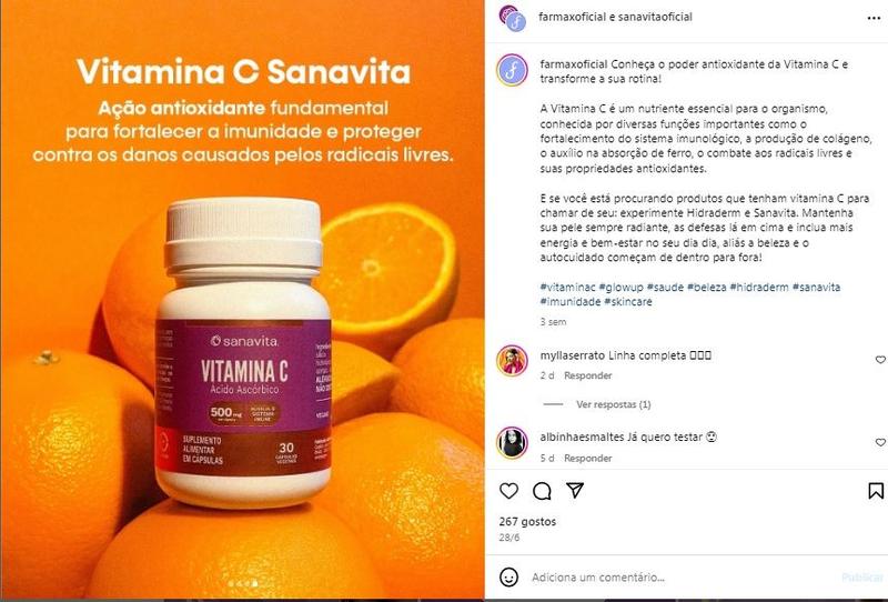 Imagem de Vitamina C com 30 cápsulas Vegetais-Sanavita-KIT com 02 Unidades 