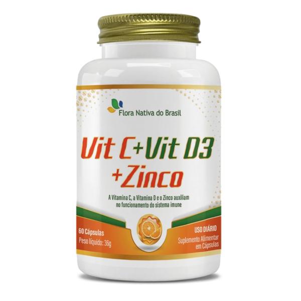 Imagem de Vitamina C + Vitamina D3 + Zinco 60Caps Flora Nativa do Brasil