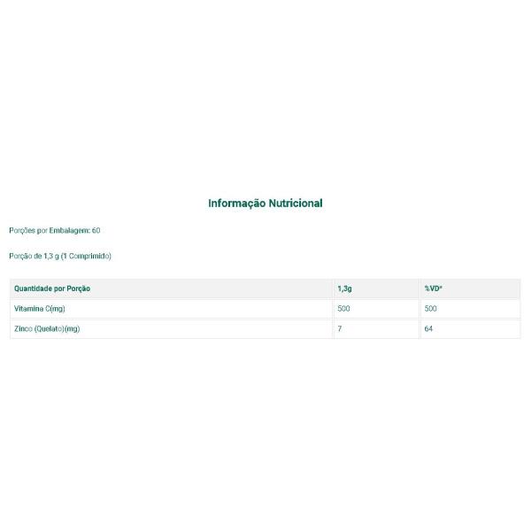Imagem de Vitamina C + Zinco 500mg Vegano Lauton Nutrition 60 Cápsulas
