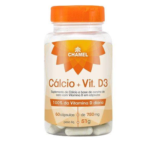 Imagem de Vitamina Cálcio E Vitamina D3 60 Cáps. De 750mg - Chamel