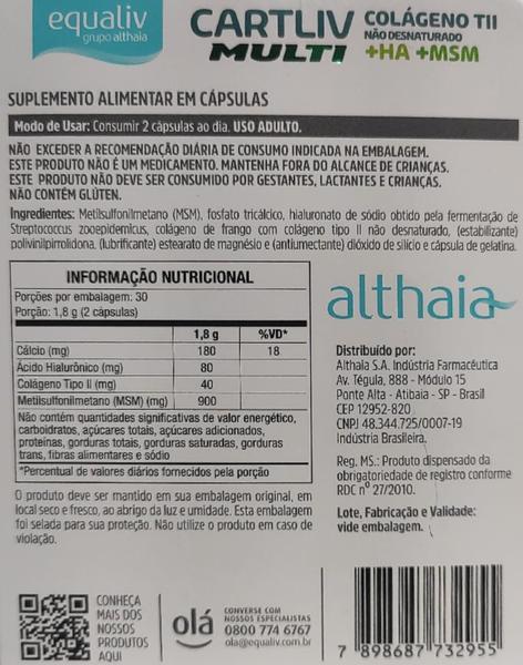 Imagem de Vitamina Colágeno Tipo 2 Cartliv Multi 60 Cps - Equaliv