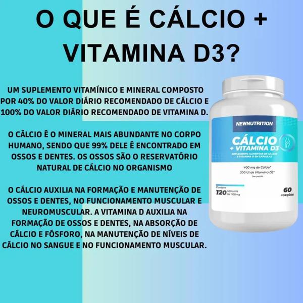 Imagem de Vitamina D + Calcio - 120 Cápsulas Newnutrition