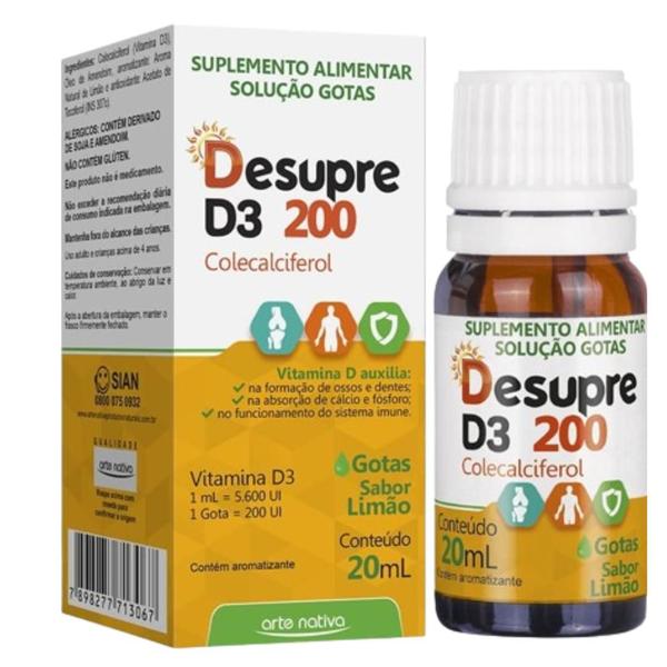 Imagem de Vitamina D Desupre D3 200ui Gotas 20ml Arte Nativa