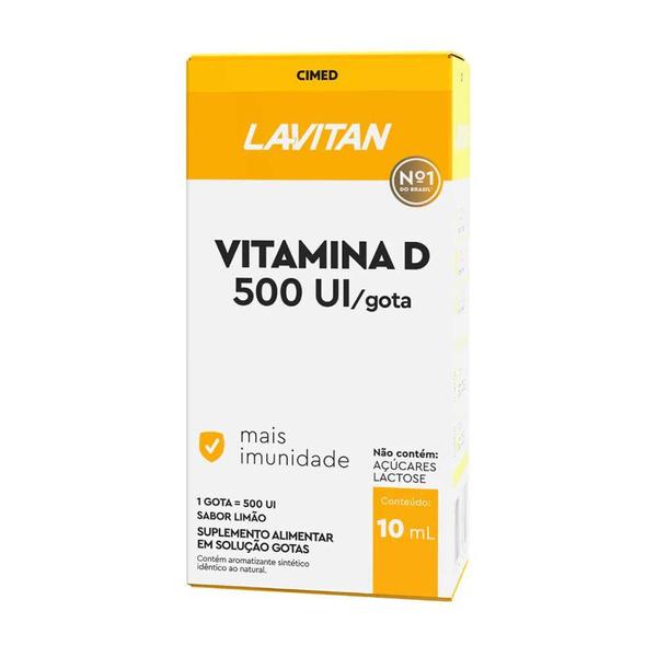 Imagem de Vitamina D em Gotas 500 UI Sabor Limão Lavitan 10ml