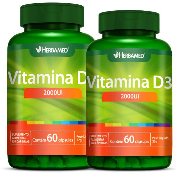 Imagem de Vitamina D3 120 Cápsulas 2000ui Herbamed 2 Potes 60 Cápsulas