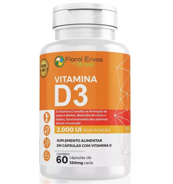 Imagem de Vitamina d3 2.000 ui 60 caps 350mg floral ervas