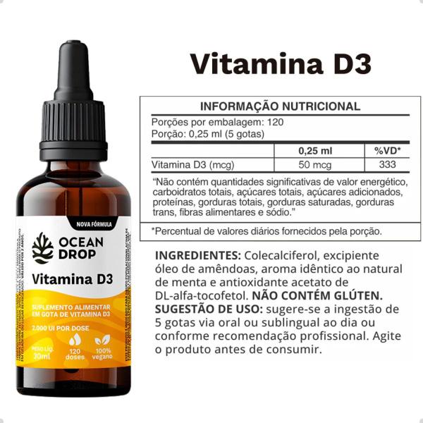 Imagem de Vitamina D3 2.000 UI Por Dose 30ml Ocean Drop