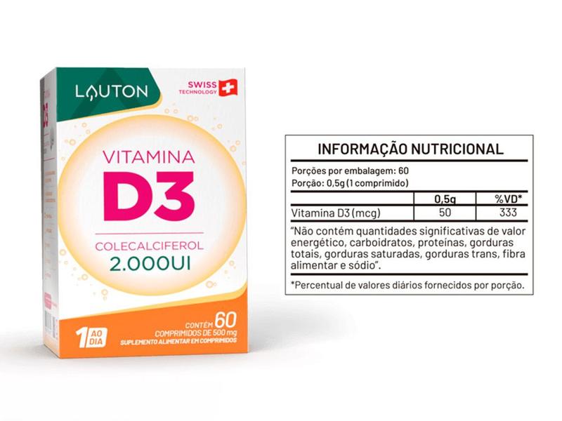 Imagem de Vitamina D3 - 2000 Ui 60 Cápsulas Lauton Nutrition