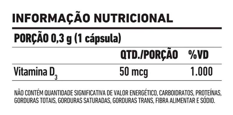 Imagem de Vitamina D3 2000ui 50mcg Colecalciferol 100 Cápsulas Fdc