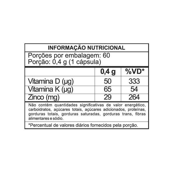 Imagem de Vitamina D3 2000ui+vitamina K2 65mg+zinco 29mg 60 cápsulas União Europeia Sidney Oliveira