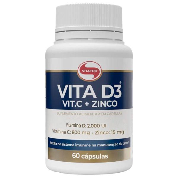 Imagem de Vitamina D3 com Vitamina C e Zinco Vitafor - 60 Cápsulas