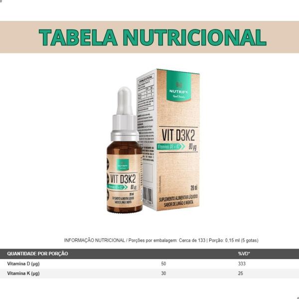 Imagem de Vitamina D3 e K2 80ug 20ml Nutrify