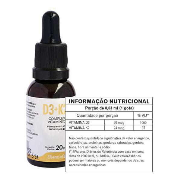 Imagem de Vitamina D3 K2 20 Ml - Chanical Sem Sabor 20 Ml