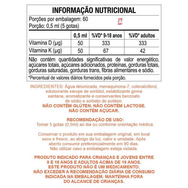 Imagem de Vitamina D3 + K2 Em Gotas 30 Ml Frutas Vermelhas - Duom