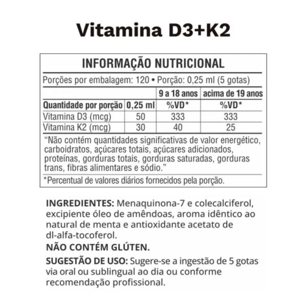 Imagem de Vitamina D3+K2 Gotas 30ml Ocean Drop