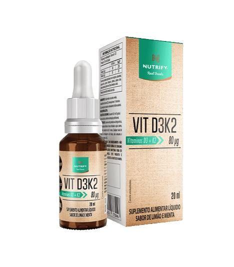 Imagem de Vitamina D3 + K2 Gotas Limão e Menta 20ml Nutrify