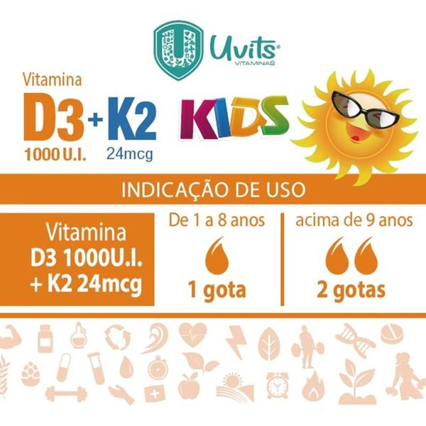 Imagem de Vitamina D3 + K2 Kids em Gotas 20ml - Uvits