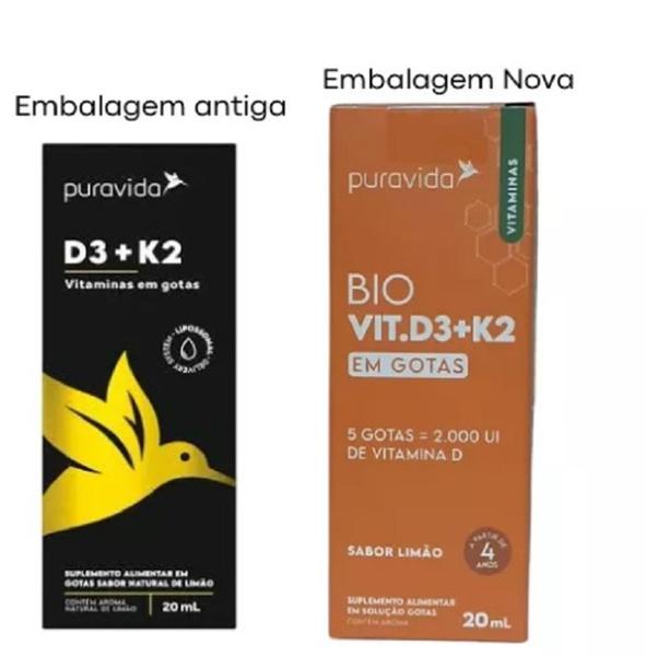 Imagem de Vitamina D3+ K2 Liquida de 20 ml Sabor Natural de Limão-Pura Vida