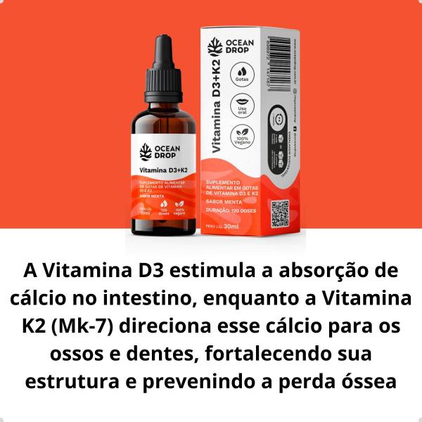 Vitamina D3 + K2 Vegano 120 Doses 30ml Ocean Drop Imagem de Vitamina D3 + K2 Vegano 120 Doses 30ml Ocean Drop